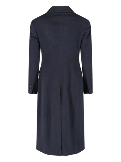 Tagliatore Notched Lapel Single-breasted Longline Jacket In Blue