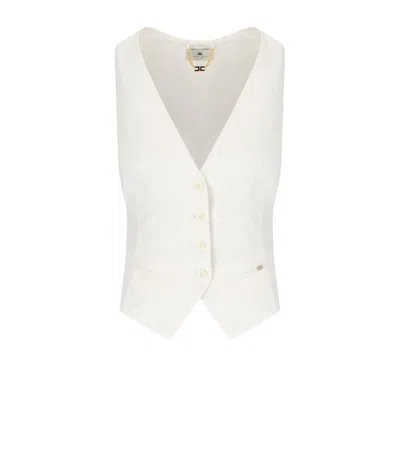 Elisabetta Franchi Ivory White Vest With V-neck In White
