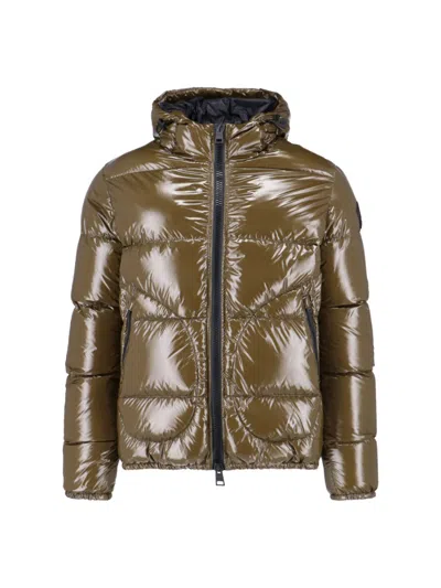 Herno Quilted Hooded Jacket Shiny Finish In Brown