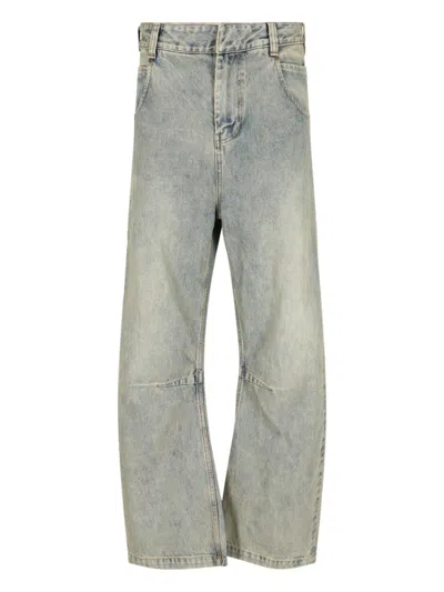 Entire Studios Wide-leg Distressed Denim Jeans With Five-pocket Design
