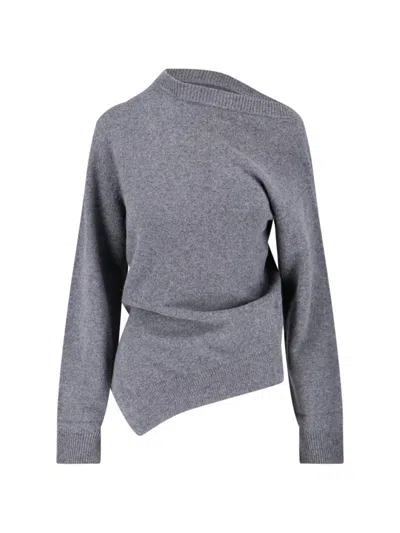 Rohe Róhe Asymmetrical Grey Wool And Cashmere Sweater In Gray