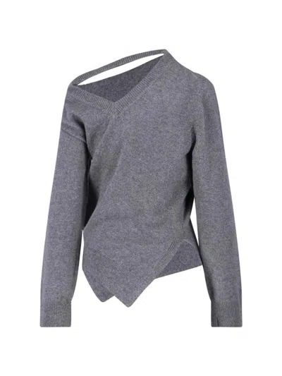 Rohe Róhe Asymmetrical Grey Wool And Cashmere Sweater In Gray