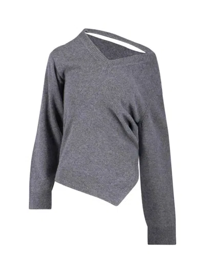 Rohe Róhe Asymmetrical Grey Wool And Cashmere Sweater In Gray