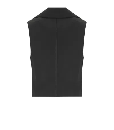 Ganni Tailored Black Gilet With Sharp Collar In Gray