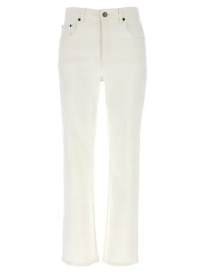 Tory Burch Cropped Denim Jeans With Flared Leg In White