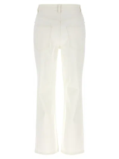 Tory Burch Cropped Denim Jeans With Flared Leg In White