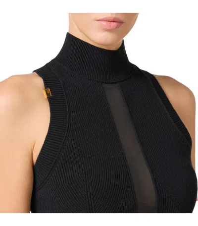 Elisabetta Franchi Black Top With Tulle In Black