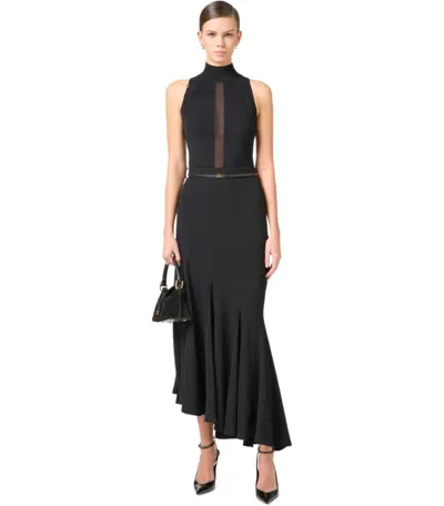 Elisabetta Franchi Black Top With Tulle In Black