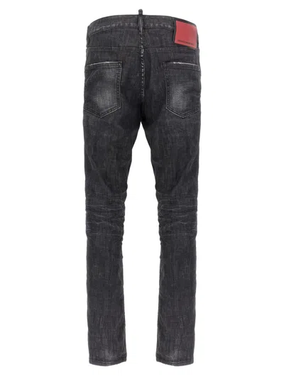 Dsquared2 Cool Gut Black Jeans With Belt Loops And Faded Effect In Denim Man