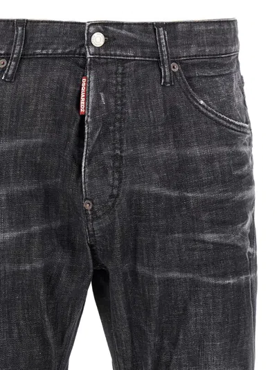 Dsquared2 Cool Gut Black Jeans With Belt Loops And Faded Effect In Denim Man