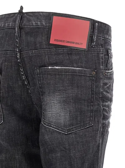 Dsquared2 Cool Gut Black Jeans With Belt Loops And Faded Effect In Denim Man