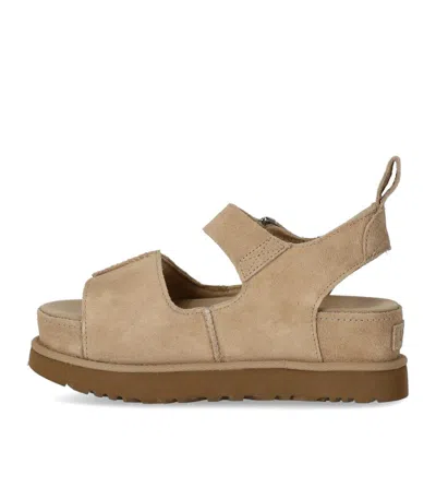 Ugg Womens Goldenstar Hi Suede Platform Sandals Beige Eur 40 / 7 Uk In Multi
