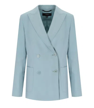 Max Mara Weekend Double-breasted Tailored Jacket With Classic Lapel In Blue