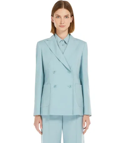 Max Mara Weekend Double-breasted Tailored Jacket With Classic Lapel In Blue