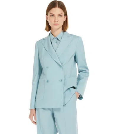 Max Mara Weekend Double-breasted Tailored Jacket With Classic Lapel In Blue