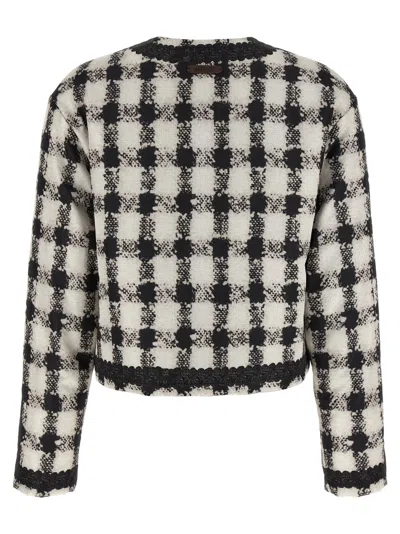 Moschino Short Jacket With All-over Texture Print In Neutral