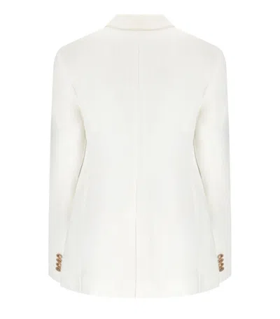 Elisabetta Franchi Ivory Linen Blend Single-breasted Jacket
