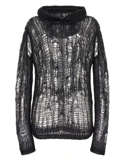 Rick Owens Spider Hoodie Sweaters And Cardigans Black In Black