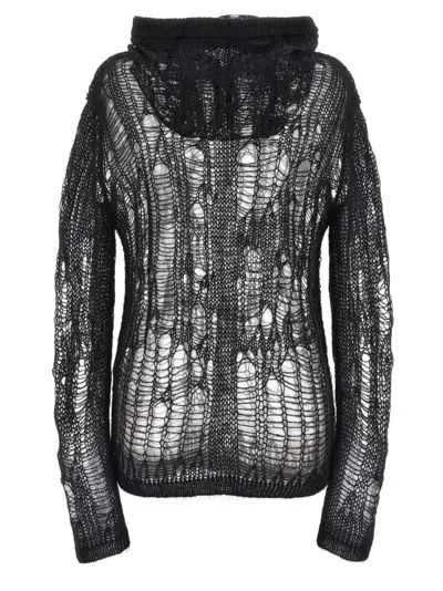 Rick Owens Spider Hoodie Sweaters And Cardigans Black In Black