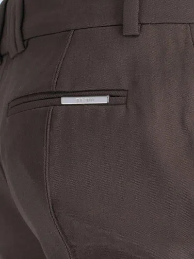 Attico High-waisted Bootcut Trousers With Silver Logo Detail In Gray