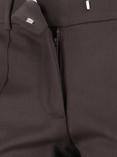 Attico High-waisted Bootcut Trousers With Silver Logo Detail In Gray