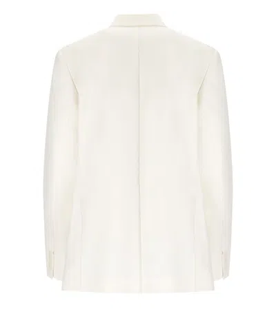 Essentiel Antwerp Hollow White Pinstriped Double-breasted Jacket In White