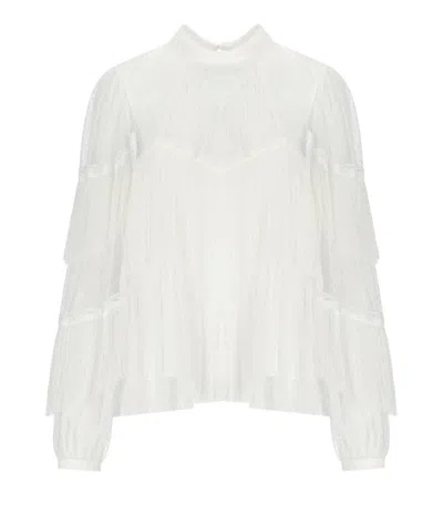 Twinset Twin-set White Pleated Blouse In White