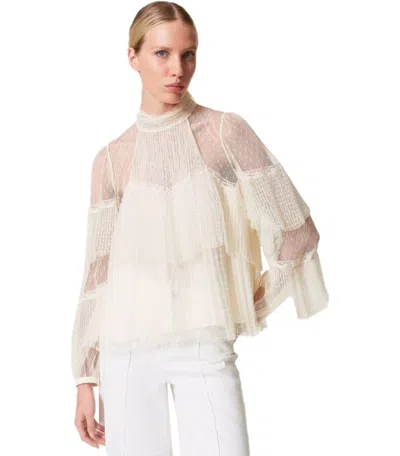 Twinset Twin-set White Pleated Blouse In White