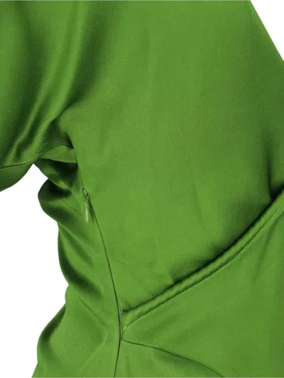Victoria Beckham Asymmetrical Midi Dress With Rippled Detail In Green