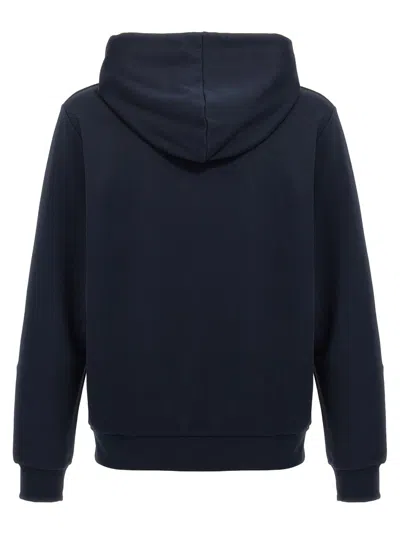 Apc A.p.c. Milo Hoodie With Flocked Logo Print In Blue