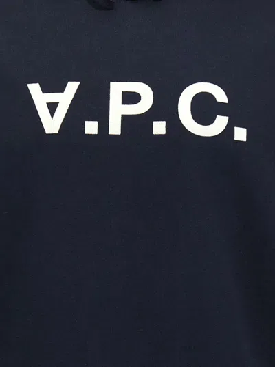Apc A.p.c. Milo Hoodie With Flocked Logo Print In Blue