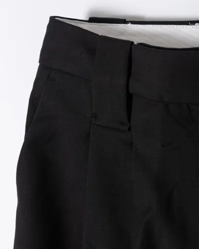 Ganni Mid Waist Black Cotton Trousers In Black