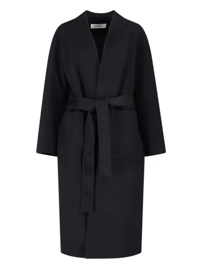 Rohe Black Wool Coat With Shawl Collar In Black