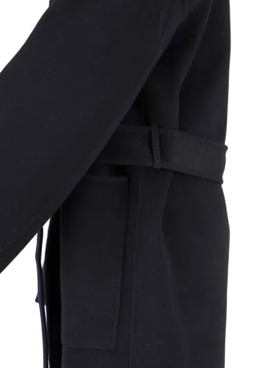 Rohe Black Wool Coat With Shawl Collar In Black