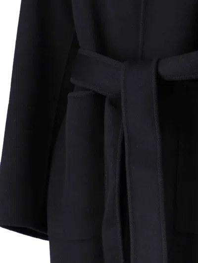 Rohe Black Wool Coat With Shawl Collar In Black