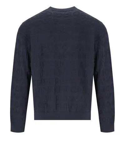 Emporio Armani Logo Wool Sweater In Blue