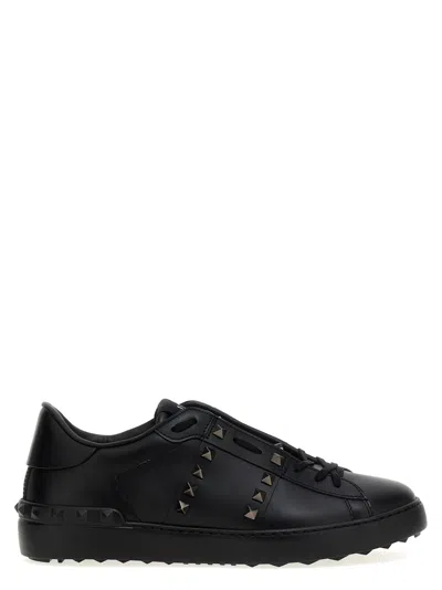 Valentino Open Rockstud Untitled Sneakers In Black