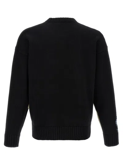 Dsquared2 Two-tone Crew Neck Sweater With Graphic Design In Black