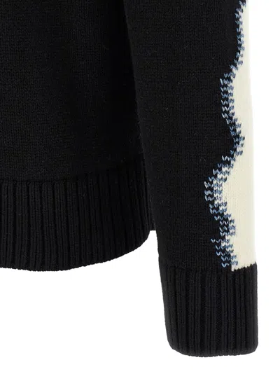 Dsquared2 Two-tone Crew Neck Sweater With Graphic Design In Black