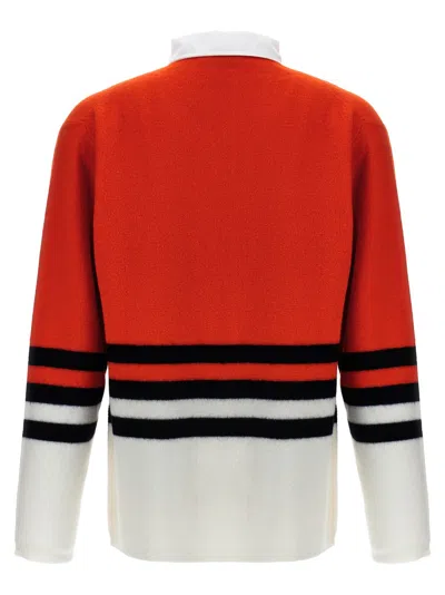 Wales Bonner 'cipher' Striped Long Sleeve Polo Shirt In Multi