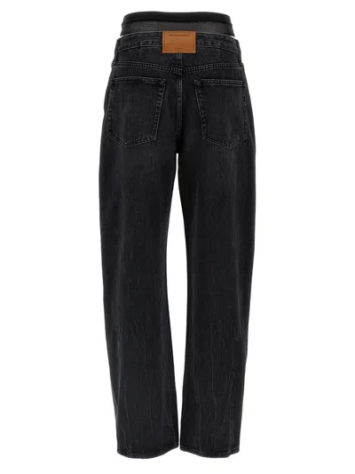 Alexander Wang Slit Hem Prestyle Hotfix Mesh Undie Jeans In Black