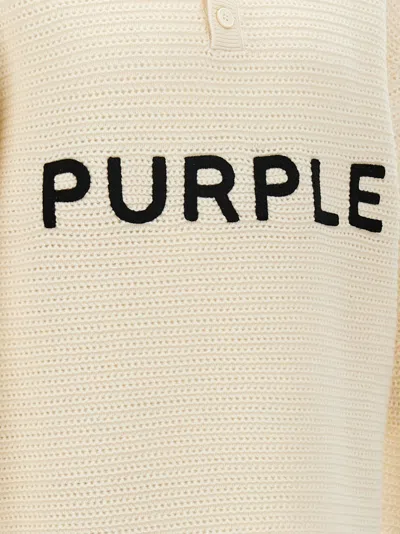Purple Logo Embroidery Sweater In Neutral