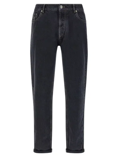 Brunello Cucinelli Dyed Jeans With Back Pocket And Belt Loops In Black