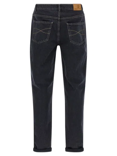 Brunello Cucinelli Dyed Jeans With Back Pocket And Belt Loops In Black