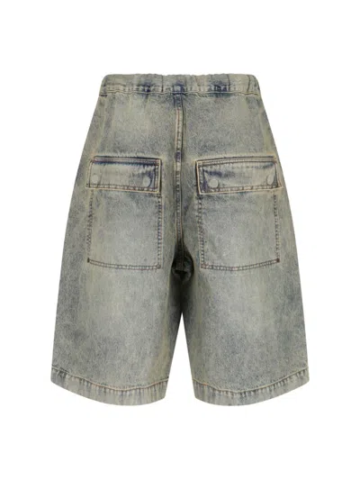 Entire Studios Wide-leg Denim Shorts With Drawstring Closure In Green