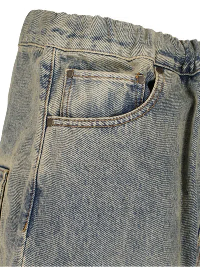 Entire Studios Wide-leg Denim Shorts With Drawstring Closure In Green