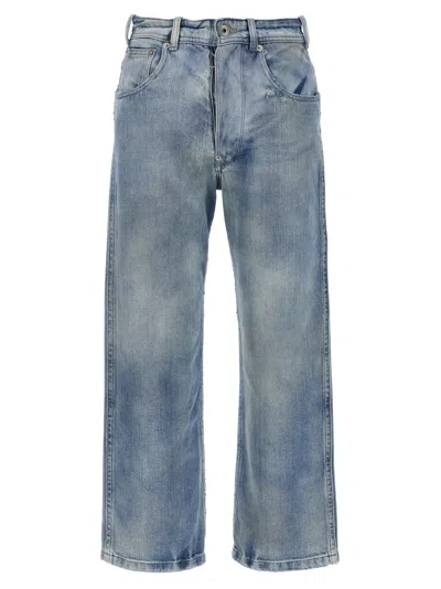 Maison Margiela Used-effect Cotton Denim Jeans In Blue