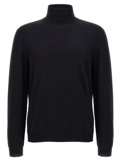 Zanone Turtleneck Cuffed-sleeve Sweater In Black