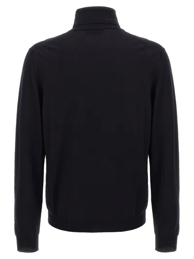 Zanone Turtleneck Cuffed-sleeve Sweater In Black