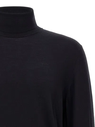 Zanone Turtleneck Cuffed-sleeve Sweater In Black